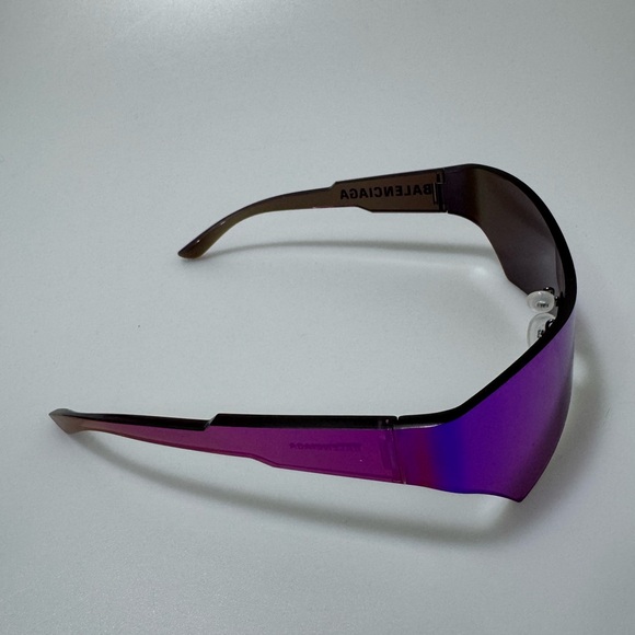 Balenciaga Mirrored Shield Sunglasses Blue Multi - Picture 2 of 10